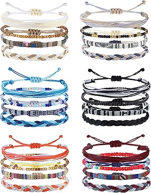 Photo 1 of Florideco 24 Pcs Boho Surfer Bracelet Anklet Adjustable Beaded Anklets Handmade Braided Bracelet Colorful Anklet Summer String Rope Ankle Bracelets Waterproof Surfer Beach Bracelet Boho Jewelry for Women Men
