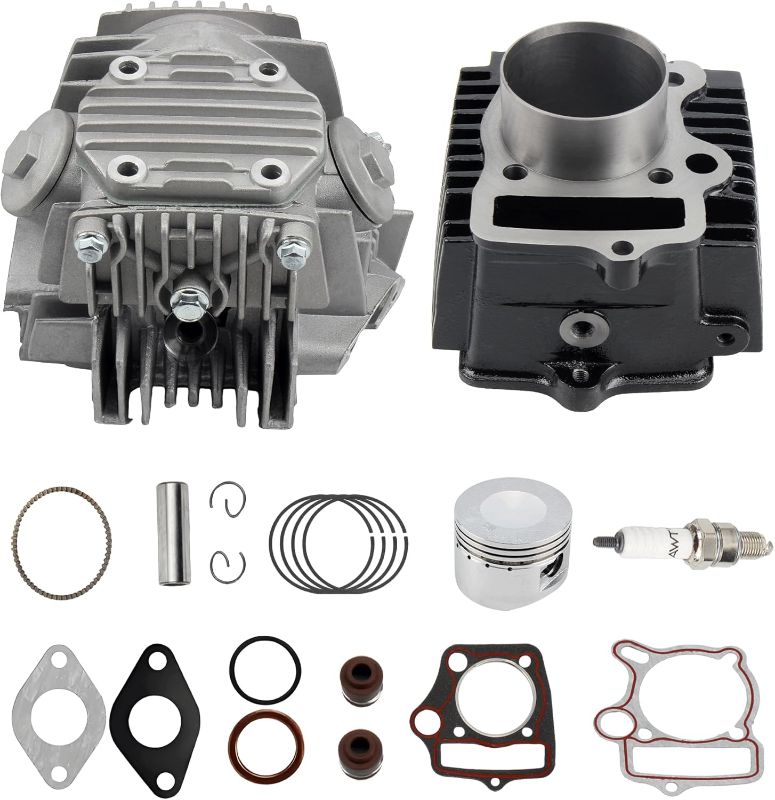 Photo 1 of 52.4mm Big Bore Cylinder and Head with Piston Ring Rebuild Kit and Gaskets Compatible with 4 Stroke Horizontal 110cc Chinese Taotao Coolster Engine ATV Go Kart Dirt Bike