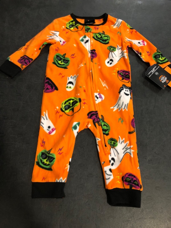 Photo 1 of Size 6-9M Baby Halloween Ghosts Fleece Union Suit - Hyde & EEK! Boutique™ Orange 6-9M