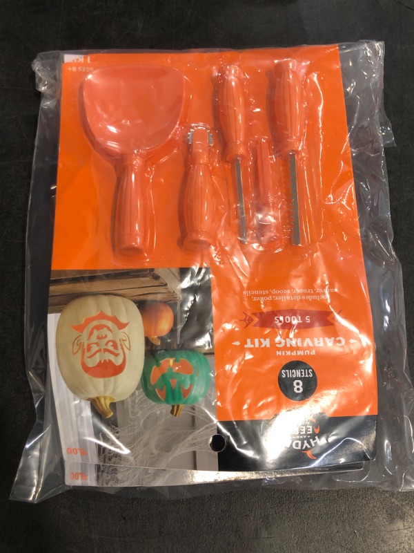 Photo 1 of 2 HYDE and EEK Pumpkin Carving KIt 5 Tools 8 Stencils Halloween Kids Crafts