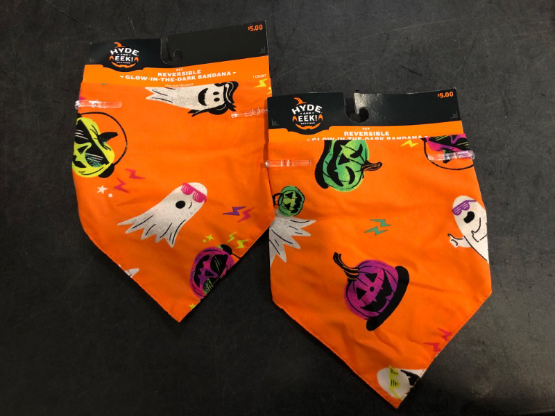 Photo 1 of 2 pack Hyde and EEK Glow in the Dark Reversible Pet Bandana