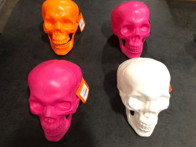 Photo 1 of 4 Neon Colored Skeleton Heads Halloween Decor Inside/Outside Decor 