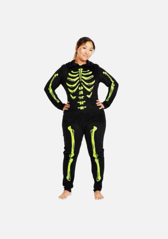 Photo 1 of S Hyde and Eek Women's 1 Piece Glow in Dark Hooded Skeleton Pajama Size Small