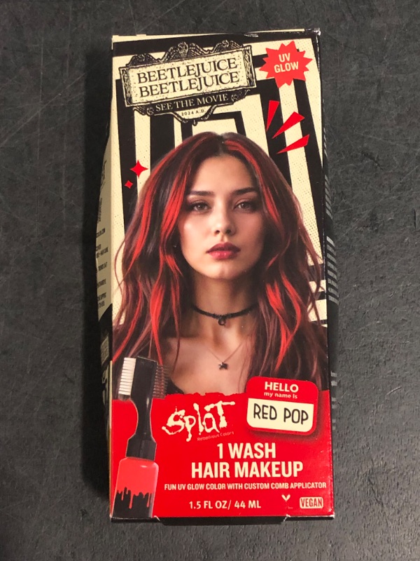 Photo 1 of Red Pop Splat 1-Wash Temporary Hair Dye, Beetlejuice Beetlejuice 