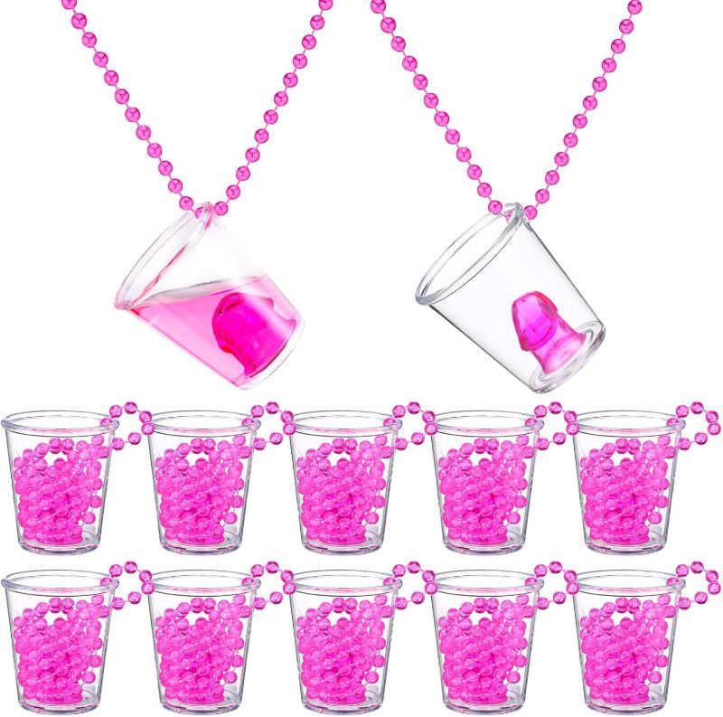 Photo 1 of 12 Pcs Bachelorette Shot Glasses Set, Bachelorette Party Favors Shot Cups, Funny Plastic Beaded Gifts Shot Glass for Bachelor Wedding Party Decorations (Non-Luminous, Hot Pink)
