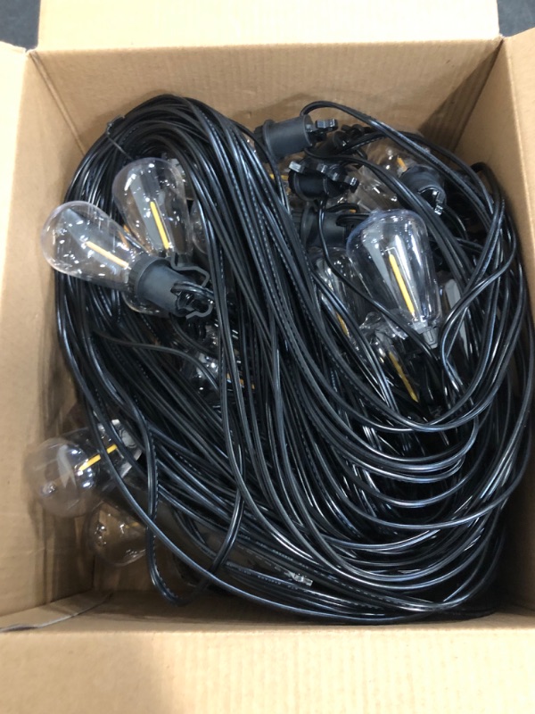 Photo 1 of Brightever LED Outdoor String Lights 100FT Patio Lights with 52 Shatterproof ST38 Vintage Edison Bulbs, Outside Hanging Light Waterproof for Porch, Deck, Garden, Backyard, Balcony, Dimmable 2700K