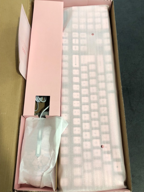 Photo 1 of CHONCHOW Pink Gaming Keyboard and Mouse Combo with led, 104 Keys Wired Light Up Keyboard and Colorful Mouse for PC Laptop Computer PS4 Xbox, 19 Keys Anti-Ghosting, Multimedia Keys, Number Pad