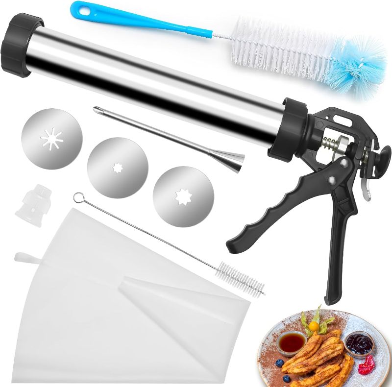 Photo 1 of 1+8PCS Churro Maker Kits, Stainless Steel Churro Maker Machine/ 3 Flower Pieces/ 2 Brushes/Piping Bag/Piping Nozzle/Converter