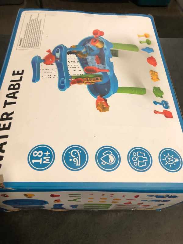 Photo 1 of 3-Tier Water Table for Kids Ages 3-5 4-8, Toddlers Outdoor Summer Water Table Beach Toys, Kids Activity Sensory Table Toddler Sand Box Play Table with Rain Showers Splash Pond for Boys Girls