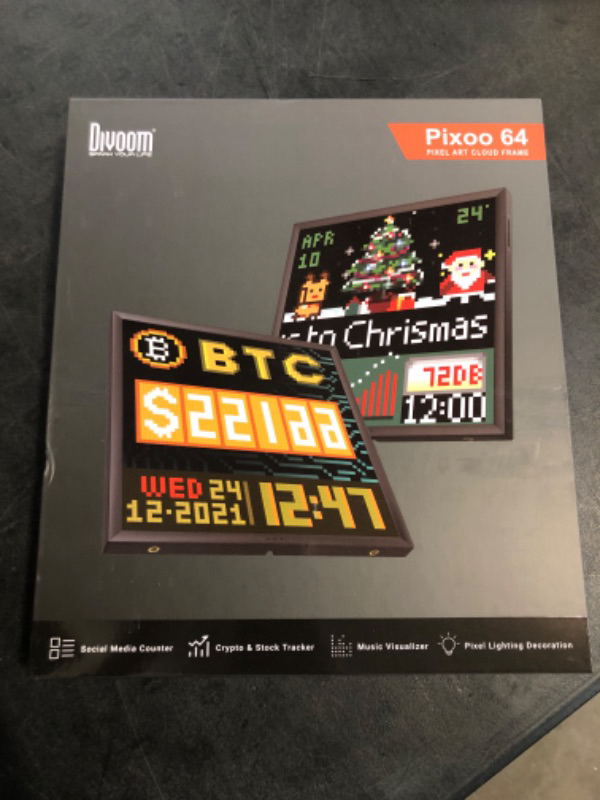 Photo 1 of Divoom Pixoo-64 - WiFi Pixel Cloud Digital Picture Frame with APP Control,64 X 64 LED Panel Display Frame for Gaming Room Decoration/Social Media Fans Counter