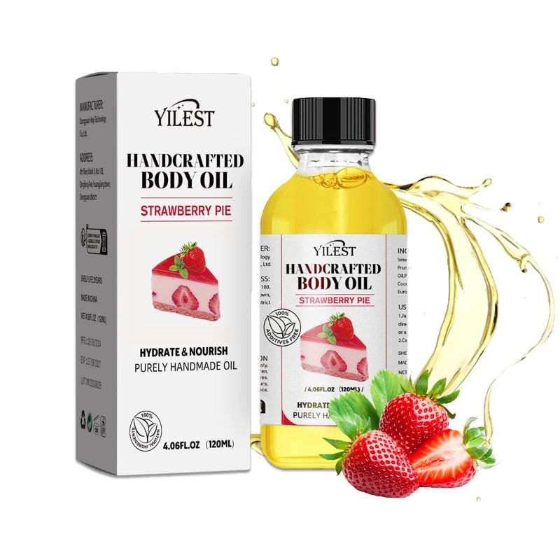 Photo 1 of Strawberry Body Oil, Glass Bottle Natural Fragrance Moisturizing Essential Body Juice Oil for Women Dry Skin