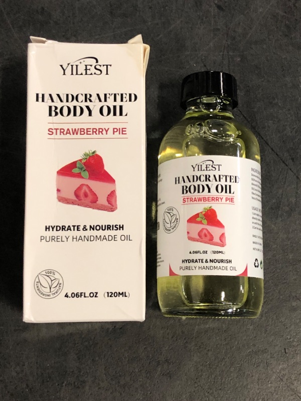 Photo 1 of Strawberry Body Oil, Glass Bottle Natural Fragrance Moisturizing Essential Body Juice Oil for Women Dry Skin