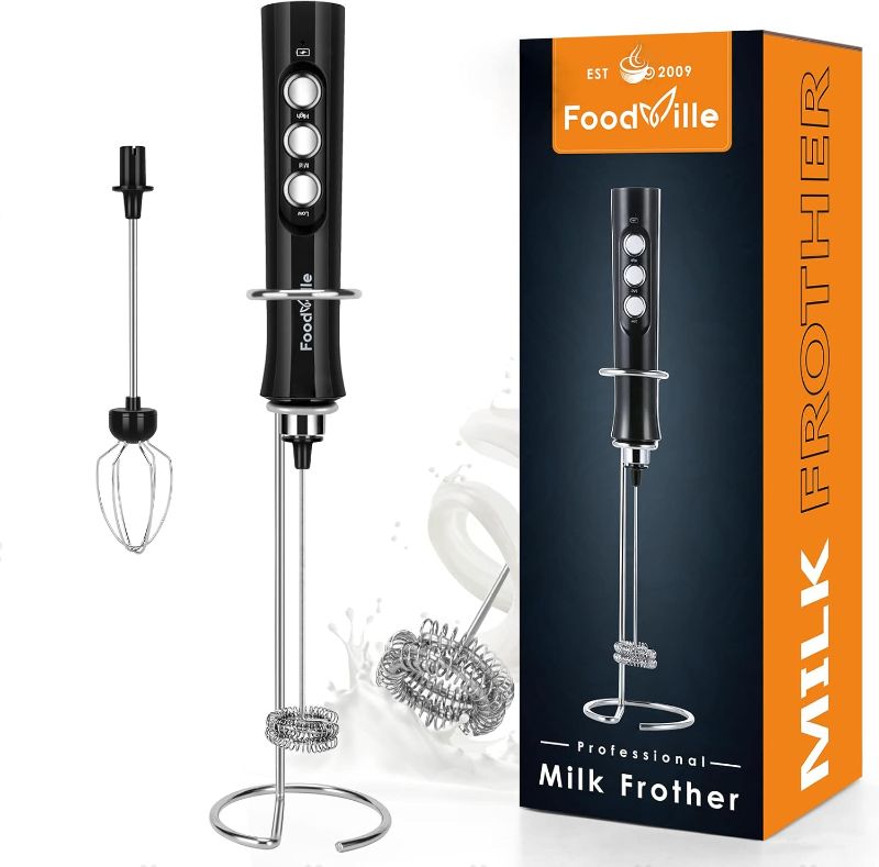 Photo 1 of MF02 Rechargeable Milk Frother Handheld Foam Maker with Stainless Whisk for Cappuccino, Latte, Bulletproof Coffee, Keto Diet, Protein Powder, Matcha