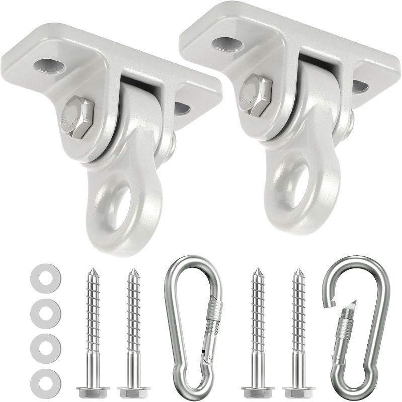 Photo 1 of 3500lb Heavy Duty Porch Swing Hangers Kit, with Screws Bolts for Wooden Sets Playground Porch Patio Yoga Seat Indoor Outdoor Hanging Snap Hooks (2 Pack Silver)