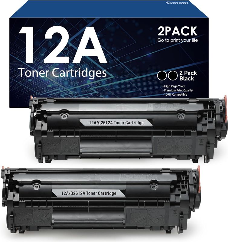 Photo 1 of 12A Toner Cartridge Replacement for HP 12A Q2612A Work with HP Laserjet 1020 1022 1012 1010 1015 1018 1022n 1022NW 3015 3030 3020 3050 3052 3055 M1005 M1319 M1319F Printer?2-Pack?Black?