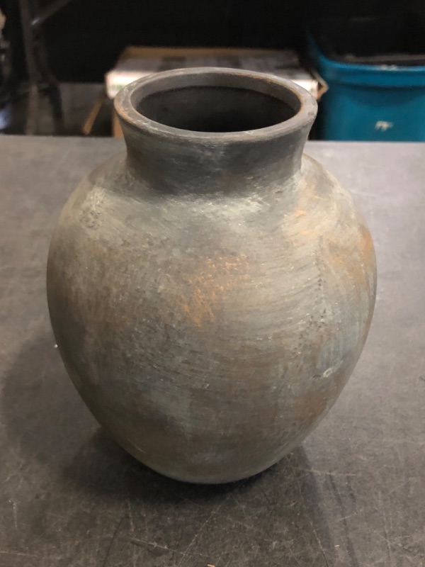 Photo 1 of SIDUCAL Ceramic Decorative Flower Vase | 6 Inch Pottery Rustic Farmhouse | Boho | Terracotta Vase for Home Decor, Table, Living Room, Bathroom, Shelf, Mantel Decoration, Bronze