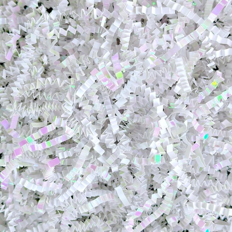 Photo 1 of 200g(7oz) crinkle paper filler grass Cushion Paper Streamer for Gift Box and Basket On Christmas Wedding Birthday Bridesmaid(Diamond White)