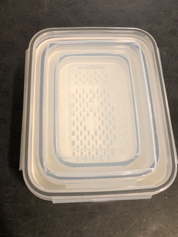 Photo 1 of 6 PCS Fruit Storage Containers for Fridge - Fruit Containers for Refrigerator with Removable Colander - Airtight Food Storage Container Keep Produce Vegetables Berry Fresh Longer