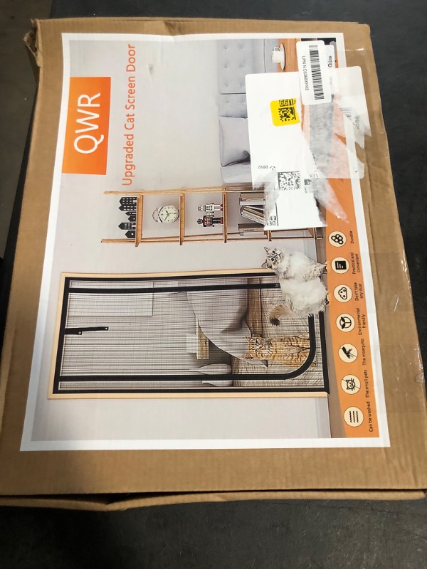 Photo 1 of Upgraded Reinforced Cat Screen Door, 32X82” Heavy Duty Pets Proof Screen Door with Two Way Zips, Prevent Dogs Cats Running Out from Home, Bedroom, Living Room, Kitchen Patio Door