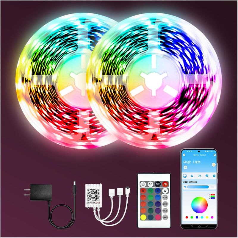 Photo 1 of Dalattin Led Lights for Bedroom 130ft(2 Rolls of 65.6ft), Led Lighting with Remote&App Control, Color Changing Led Lights for Room, RGB Led Strip Lights Music Sync, Easter Home Decor, 24V Power Supply