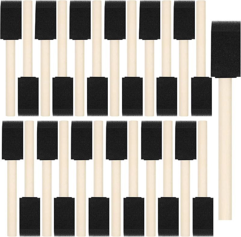 Photo 1 of 40 Pcs Foam Brush,1” Foam Paint Brushes, Wood Handle Sponge Paint Brush, Foam Brushes for Painting for Staining, Varnishes, and DIY Craft Projects