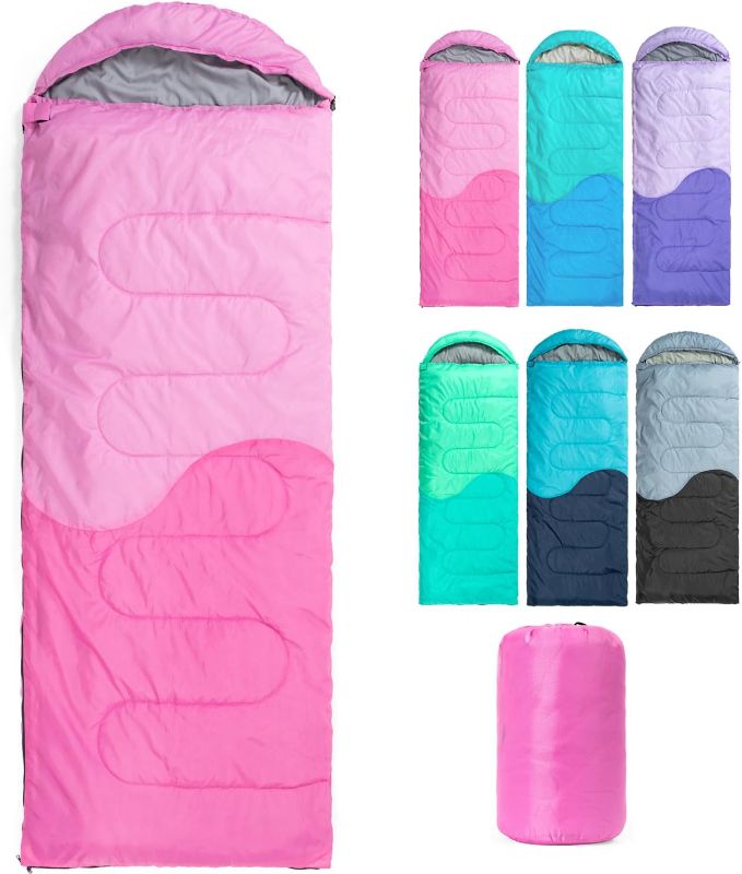 Photo 1 of Sleeping Bag - 3 Seasons for Adults Kids Boys Girls Camping Hiking - Warm Cold Weather Lightweight Portable with Compression Bag for Backpacking in Spring, Summer, Fall and Winter