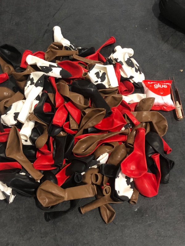 Photo 1 of First Rodeo Balloon Garland Arch Kit - First Rodeo Party Decorations Backdrop with Black Red Khaki Cow Printed Balloon for CowBoy Themed Party Baby Shower Farm Birthday Party Decorations