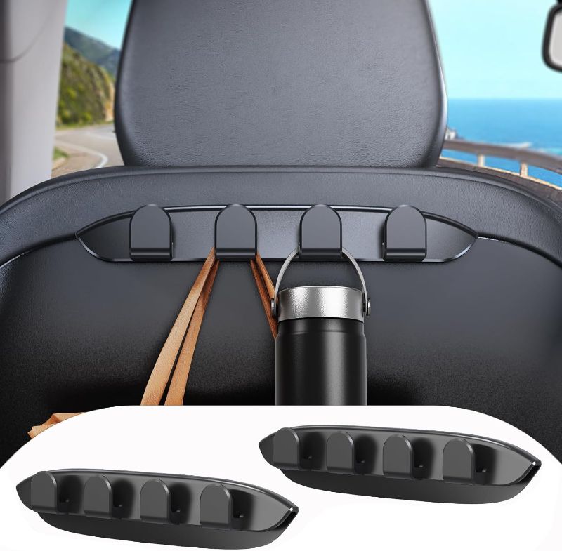 Photo 1 of 2 Pack Car Seat Hooks for Tesla Model Y Model 3 Accessories 2026 2025 2024 2023 2022 2021, Purse Hanger for Car, Automotive Seat Back Organizers for Purses Bags, Handbag Backpack Grocery Bag