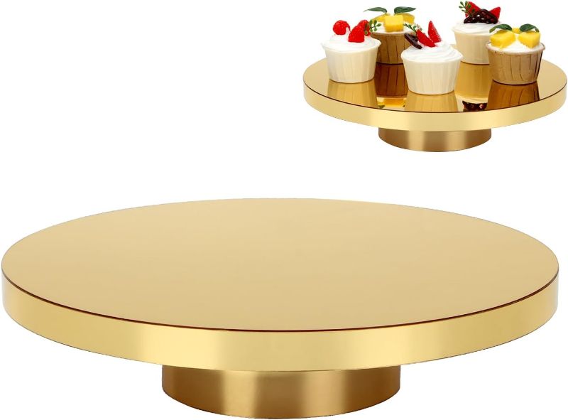 Photo 1 of 11.8''Gold Cake Stand, Round Dessert Table Display Holder, Acrylic Cake Tray Serving Platter for Party, Wedding, Birthday, Baby Shower, Anniversary