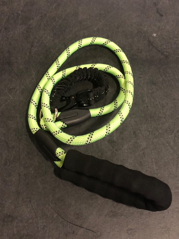 Photo 1 of Rope Dog Leash 4 FT: Heavy Duty Leashes with Swivel Lockable Hook Reflective Threads Bungee and Padded Handle - Dog Lead for Large Small Medium Dogs Outside Walking Hiking Green
