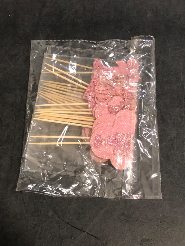 Photo 1 of *No Dark Pink ALL LIGHT PINK** Ephlyn 24Pcs Mouse 1st Birthday Cupcake Toppers, Pink Bow Mini First Birthday Cake Decorations Mouse One Cupcake Picks for Baby Shower 1st Birthday Party Decors Pink Rose Red