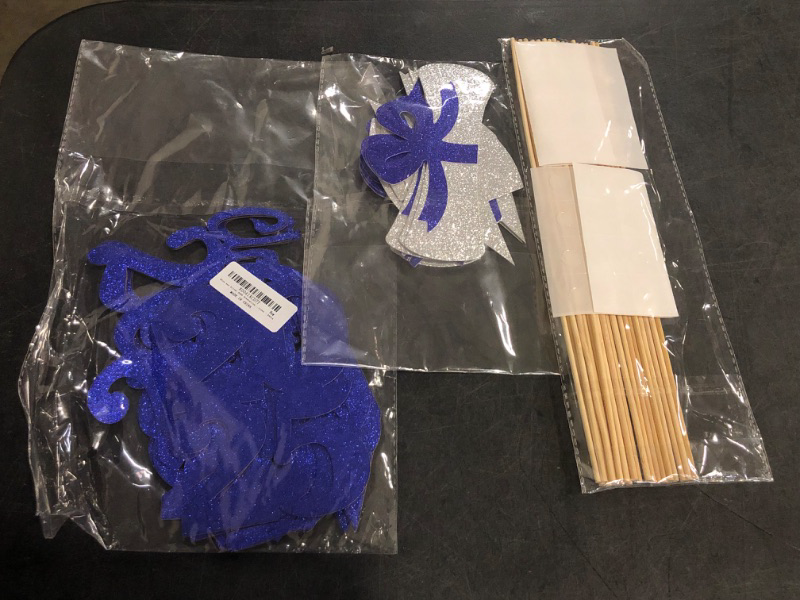 Photo 1 of 24Pcs Blue and Silver 2025 Graduation Centerpiece Sticks Graduation Party Centerpieces for Tables 2025, Blue and Silver Class of 2025 Graduation Table Centerpieces Decorations