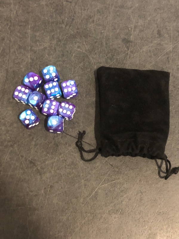 Photo 1 of 10 PC D6 dice 16mm Acrylic Dice Set for RPG MTG DND Dice Table Games and Board Games (Purple + Blue