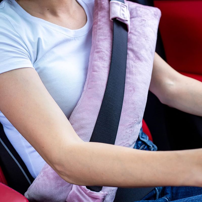 Photo 1 of Mastectomy Pillow Post Surgery Seat Belt Pillow Cushions Pads Protector for Breast Cancer Port Pacemaker Heart Surgery C-Section Recovery (Pink)