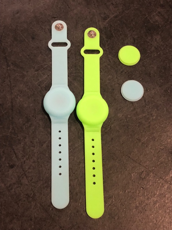 Photo 1 of Waterproof Air Tag Bracelet for Kids(2 Pack), Soft Silicone Hidden Wristband, Lightweight GPS Tracker Compatible with Apple Air Tag Watch Band for Child (Grow in Dark Blue & Green)