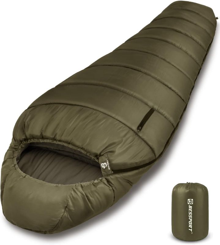 Photo 1 of Bessport Mummy Sleeping Bag | 15-45 ? Extreme 3-4 Season Sleeping Bag for Adults Cold Weather– Warm and Washable, for Hiking Traveling & Outdoor Activities