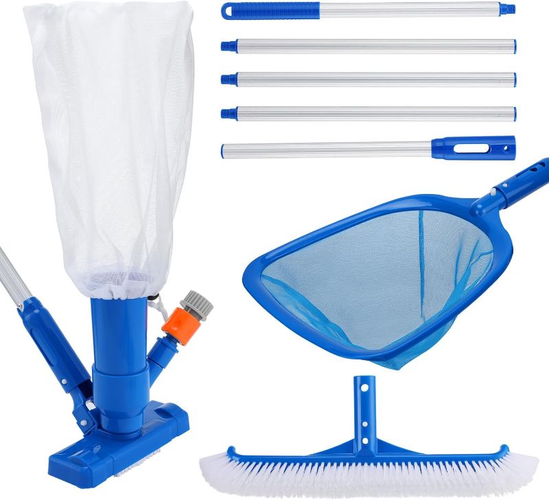 Photo 1 of 78" Ultra-Long Pool Cleaning Kit - Included Vacuum Cleaner, 17" W Brush, Skimmer Net, Splicing Pole, for Maintenance Inground or Above Ground Swimming Pools
