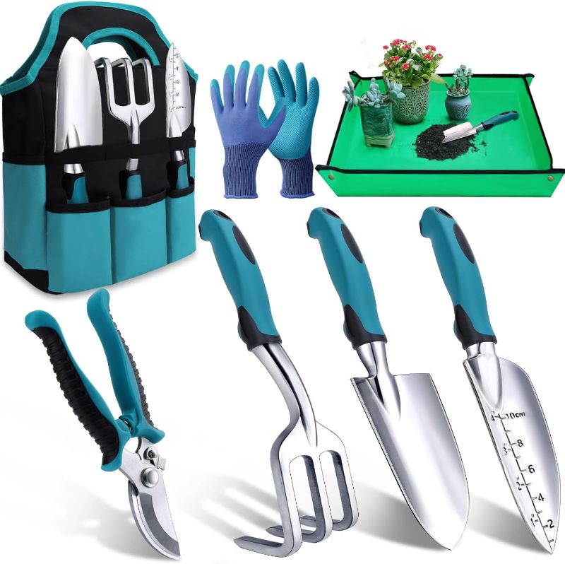 Photo 1 of Kynup Garden Tools 7-Piece, Gardening Hand Tools, Gardening Tools Set Cultivators Pitchforks with Rust-Proof,Stainless Steel, Aluminum Alloy Material, Gardening Supplies Set Ideal Gift