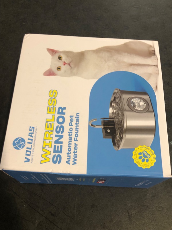 Photo 1 of Voluas Stainless Steel Cat Water Fountain-Wireless Pet Water Fountain Battery Operated,108oz/3.2L, Automatic Water Dispenser for Dogs with Quiet Pump,Easy Clean BPA-Free for Cats, Dogs, Multiple Pets