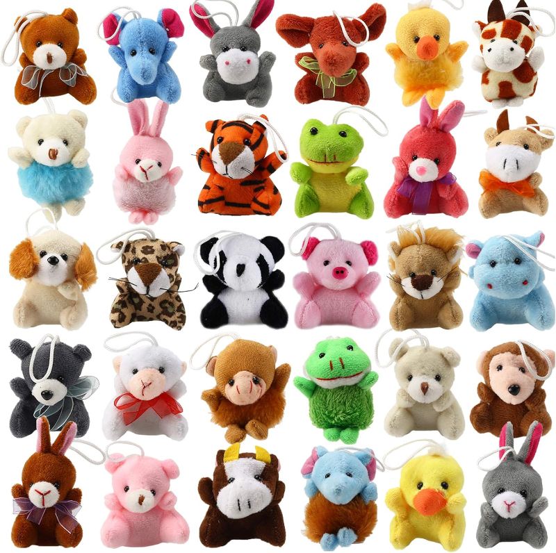 Photo 1 of 32 Piece Mini Plush Animal Toy Set, Cute Small Animals Plush Keychain Decoration for Themed Parties, Kindergarten Gift, Teacher Student Award, Goody Bags Filler for Boys Girls Child Kid Laxdacee