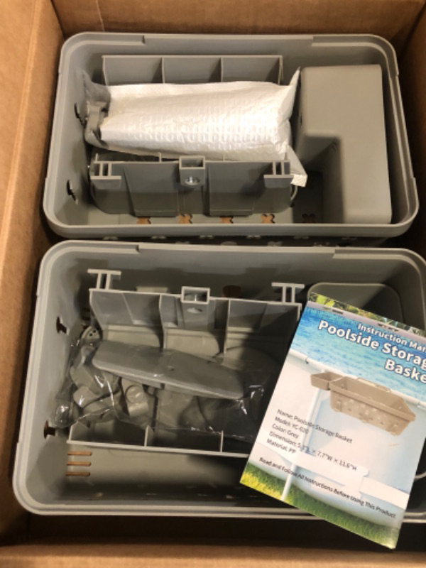 Photo 1 of 2-Pack Above Ground Pool Basket with Pool Cup Holders - XL Poolside Storage Basket for Drinks & Gear, Fits 3" Rails, Bestway Pool Accessories Compatible Pool Essentials