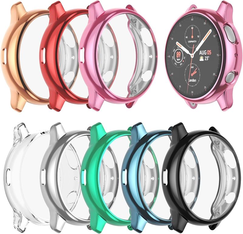 Photo 1 of BHARVEST [8 Pack] Screen Protector Case Compatible with Samsung Galaxy Watch Active 2 44mm, Flexible TPU Plated All Round Scratch Resistant Protective Bumper Case (8 Colors, Active 2 44mm)