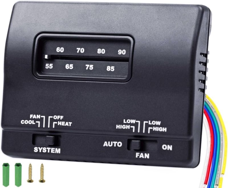 Photo 1 of 7330F3852 RV Thermostat Heat Cool Control 12V DC Single Stage T-Stat Wall Coleman Mach RV Thermostat Replacemnet Compatible with Coleman Mach 8330-336 337 338 339 368 386 RV Air Conditioners, Black
