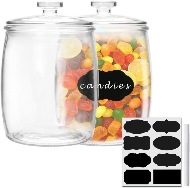 Photo 1 of 1/2 Gallon glass jars, Cookie Jar & Candy Jar with Lid, Large Food Storage Container,glass jar with lid for Buffet, Coffee & Flour, Laundry Room Storage & Pantry 2pcs