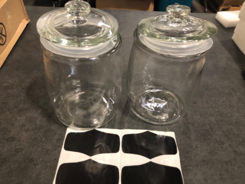 Photo 1 of 1/2 Gallon glass jars, Cookie Jar & Candy Jar with Lid, Large Food Storage Container,glass jar with lid for Buffet, Coffee & Flour, Laundry Room Storage & Pantry 2pcs