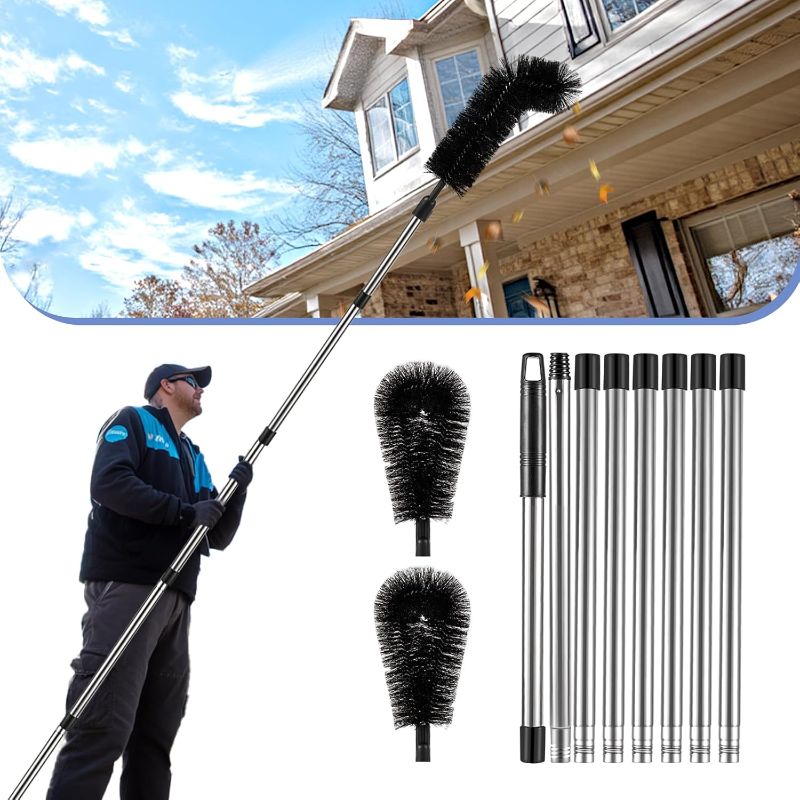 Photo 1 of Gutter Cleaning Tools from Ground - 10.5FT Long Adjustable gutter Cleaner & Brush, No Ladder Needed | Rain Gutter Cleaning Tool Makes it Easy To Clean Leaves, Branches And Debris from Gutters