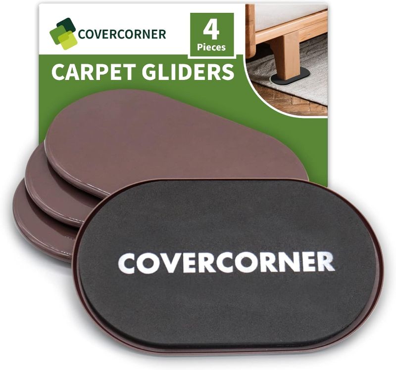 Photo 1 of Furniture Sliders for Carpet 4 PCS - 9 1/2 inch Furniture Moving Slider Chair Legs Floors Protectors– Move Your Furniture Easy & Safely (for Carpet) Brown