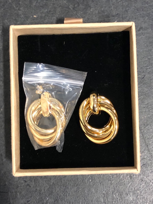 Photo 1 of 14K Gold Knot Earrings for Women Gold Silver Earrings Heart Link Drop Dangle Earring Chunky Gold Knotted Statement Jewelry