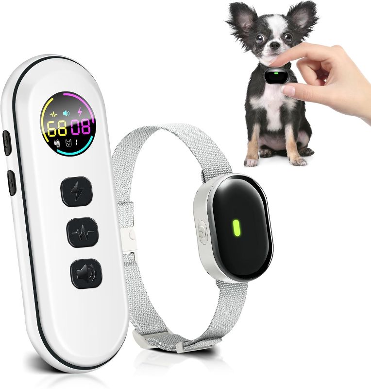 Photo 1 of Ultra-Small Dog Shock Collar, Ultra-Light & Thin Dog Training Collar with 1300ft Remote, Tailored for Small Dogs 5-15lbs & Medium Dogs, 198-Level Precise Control, Waterproof, Rechargeable(White)