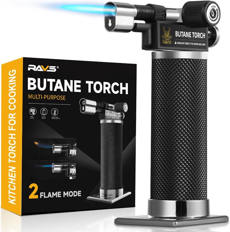 Photo 1 of RAVS Butane Torch Lighter, DUAL Flame Mode Kitchen Torch, Refillable Cooking Torch Gun, Creme Brulee Torch Lighter, Blow Torch for Cooking, Welding, Mini Torch Soldering Torch, Butane is Not Included